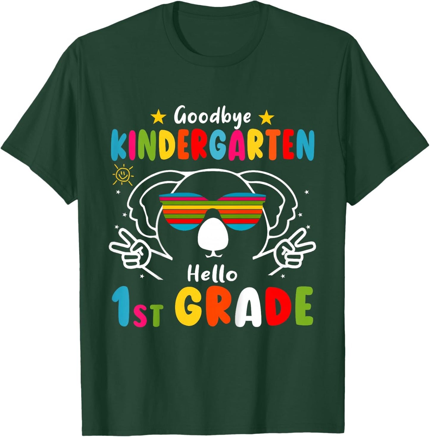 Kids Goodbye Kindergarten Graduate Hello 1st Grade Koala Boy Girl T-Shirt - T-Shirt | Forest