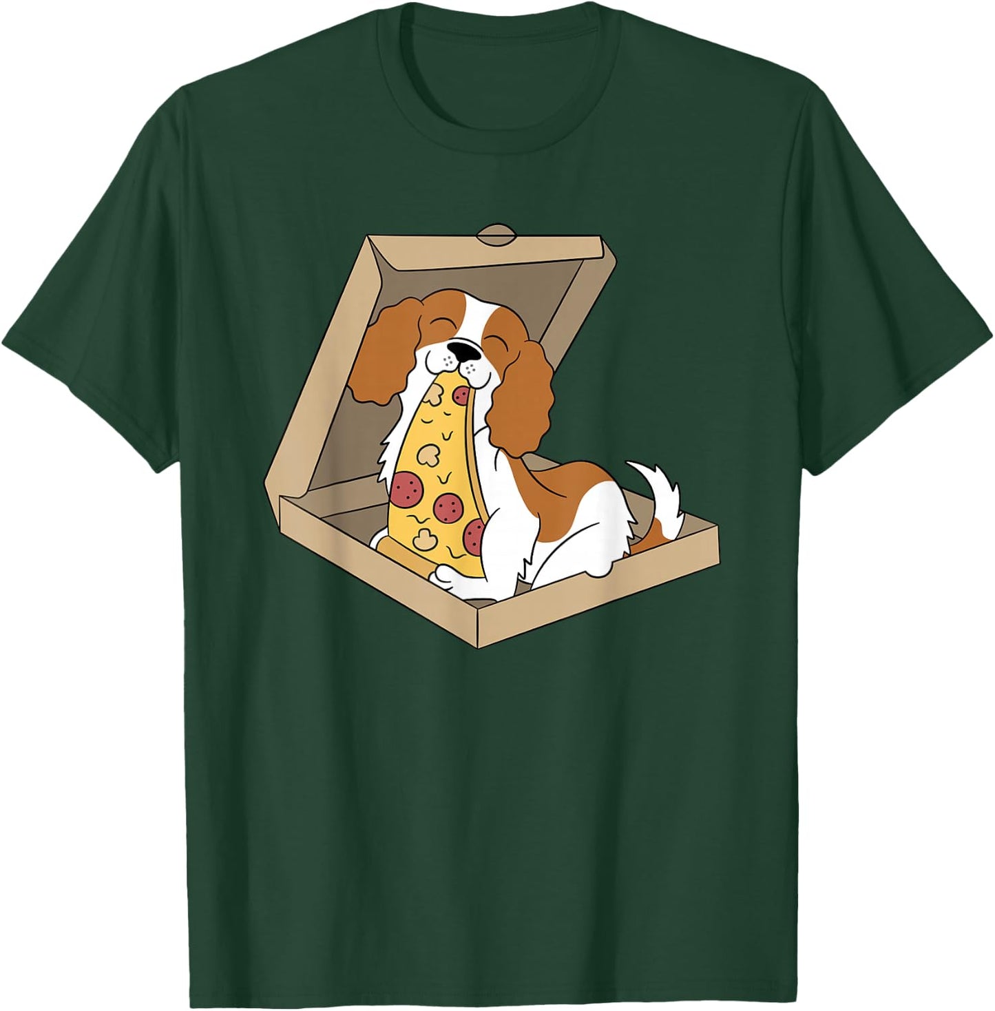 Cavalier King Charles Spaniel Pizza Food Funny Dog Women Girls Kids T-Shirt - T-Shirt | Forest