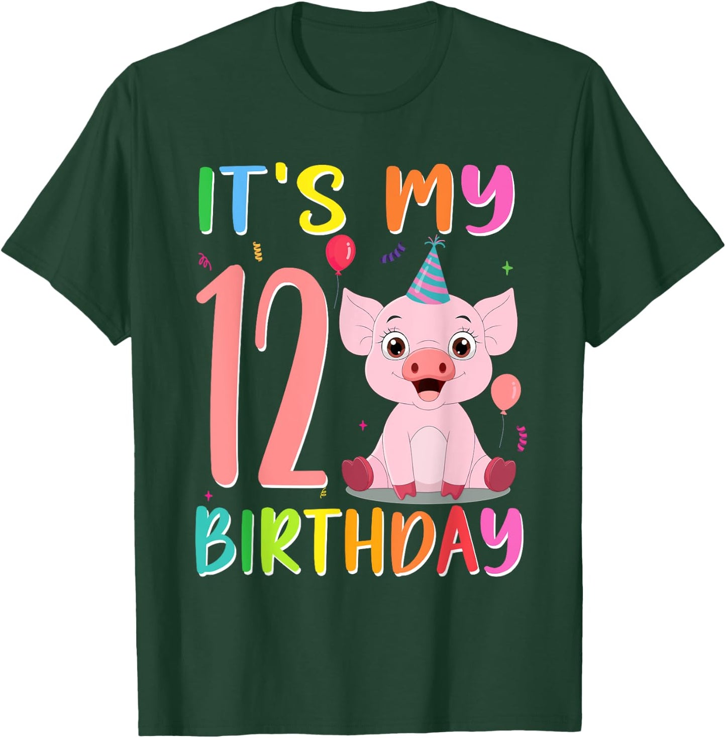 It’s My 12th Birthday Pig for Pig Lover 12 Year Old T-Shirt - T-Shirt | Forest