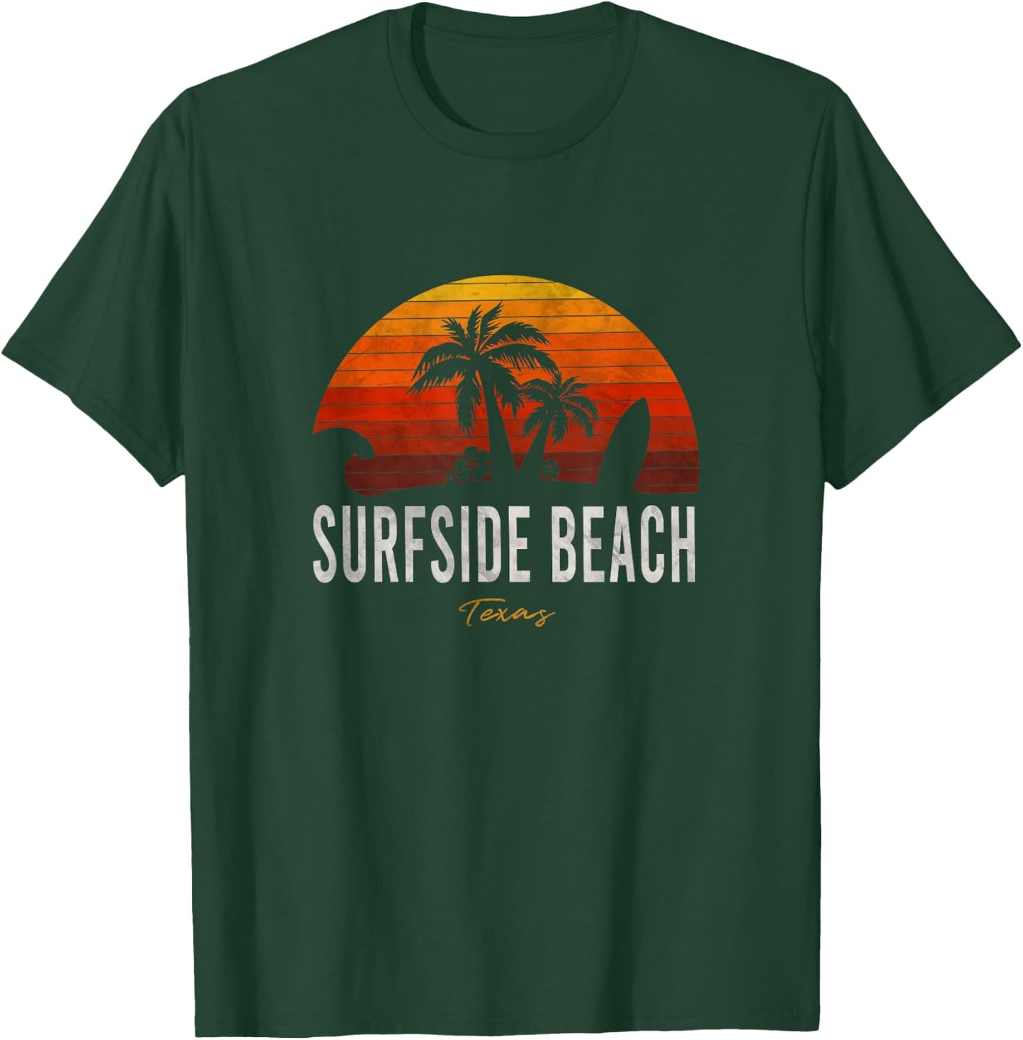 Surfside Beach TX Texas Beach Palms Vacation Surf Sundown T-Shirt - T-Shirt | Forest