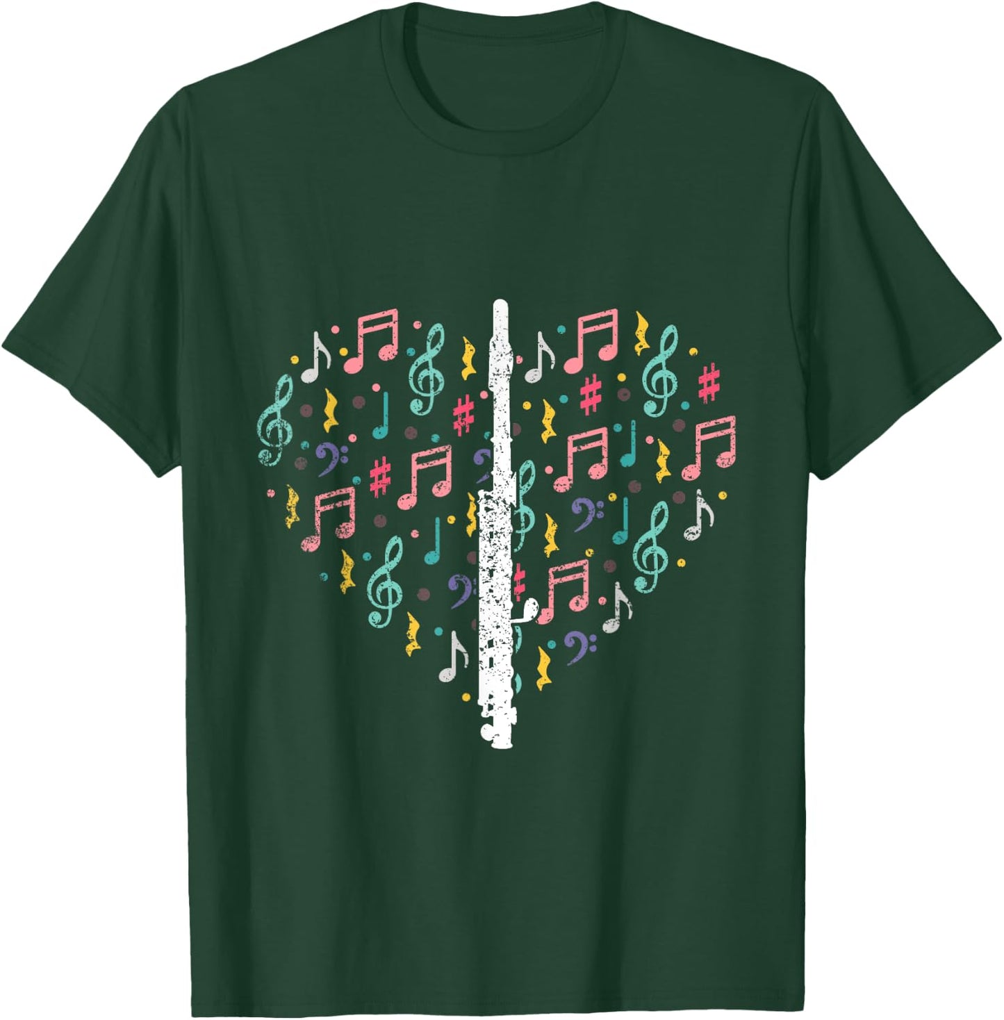 Musical Instruments Music Notes Lover Flute T-Shirt - T-Shirt | Forest