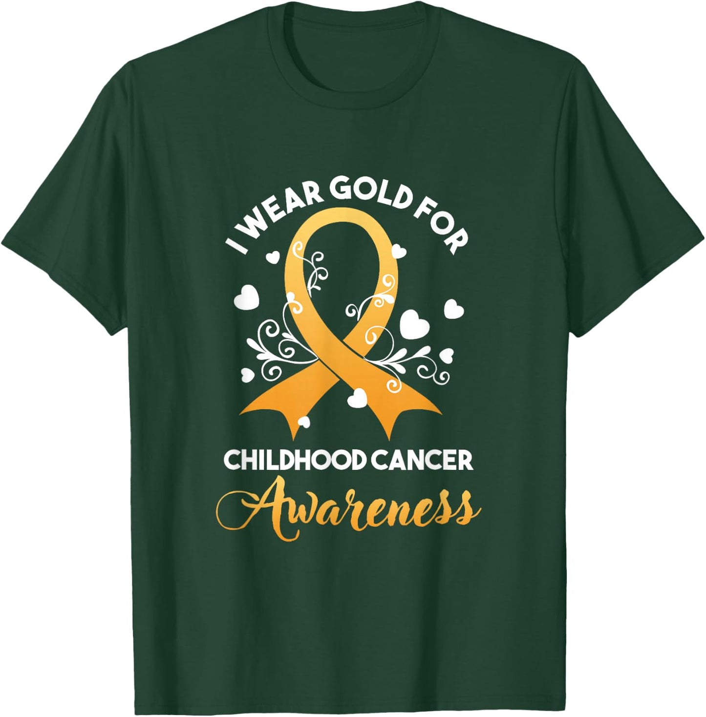 Childhood Cancer Fighter Awareness Month Wear Golden Yellow T-Shirt - T-Shirt | Forest