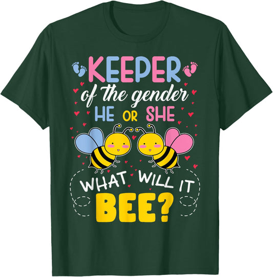 Keeper of Gender He or She What Will it Bee Gender Reveal T-Shirt - T-Shirt | Forest