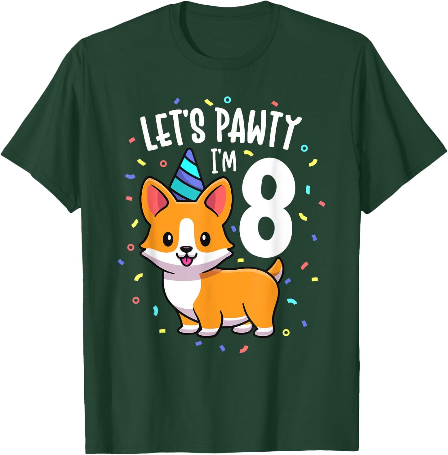 8 Years Old Corgi Dog Lover 8th Birthday Party Outfit Kid T-Shirt - T-Shirt | Forest