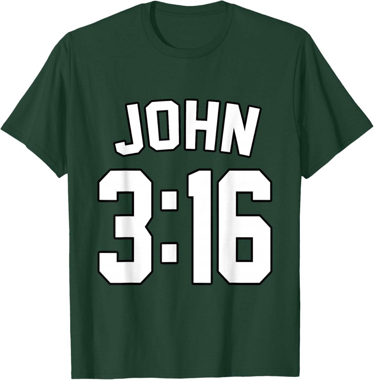 John 3:16 Sports Jersey Christian Faith Motivation Apparel T-Shirt - T-Shirt | Forest
