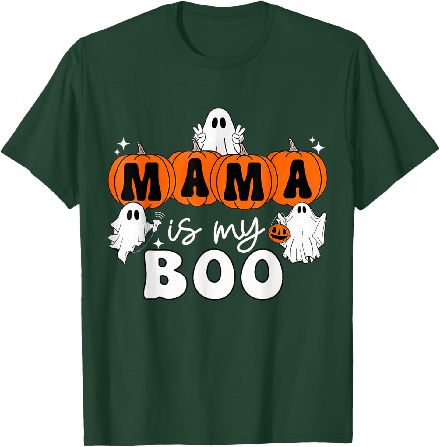 Retro Groovy Mama Is My Boo Cute Toddler Halloween Boys Girl T-Shirt - T-Shirt | Forest