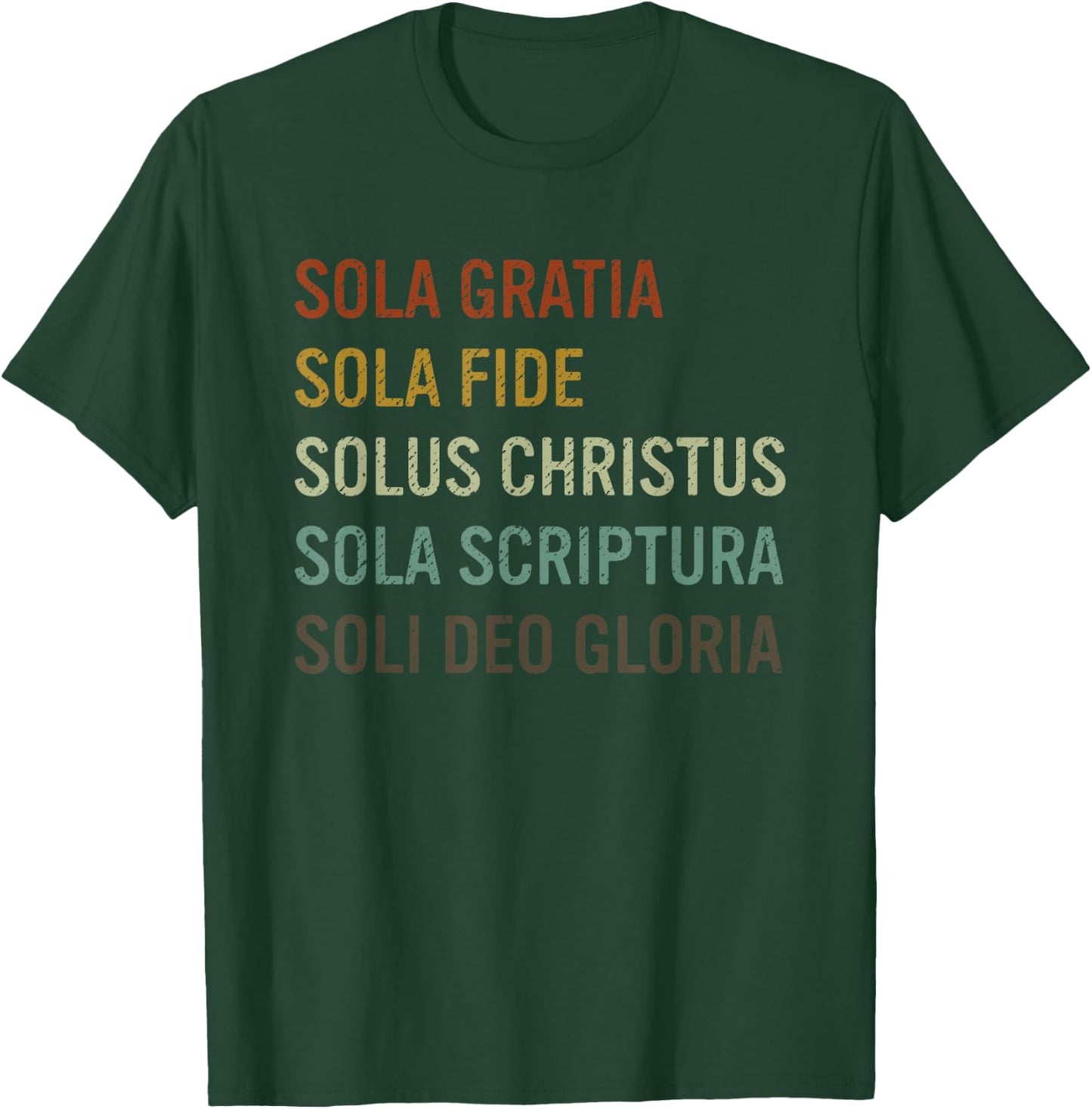 5 Solas Scriptura Christian Bible Theology Retro T-Shirt - T-Shirt | Forest