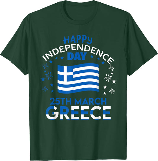 Greece 205th Independence Day Greek Pride Greece Flag T-Shirt - T-Shirt | Forest