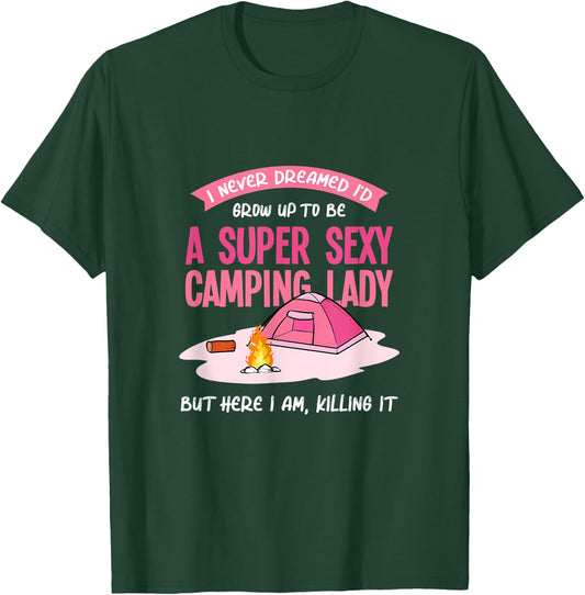 Camping Lady Accessories Encampment Woman Wife Tent Tenting T-Shirt - T-Shirt | Forest
