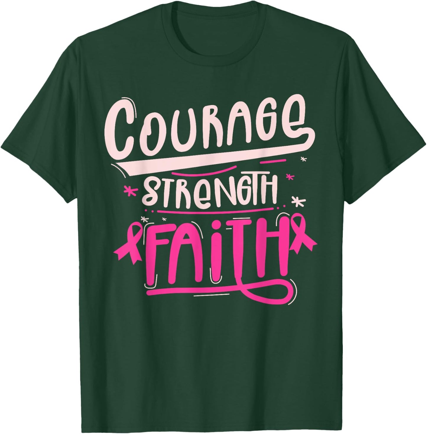 Breast Cancer Awareness Warrior Pink Ribbon Breast Cancer T-Shirt - T-Shirt | Forest