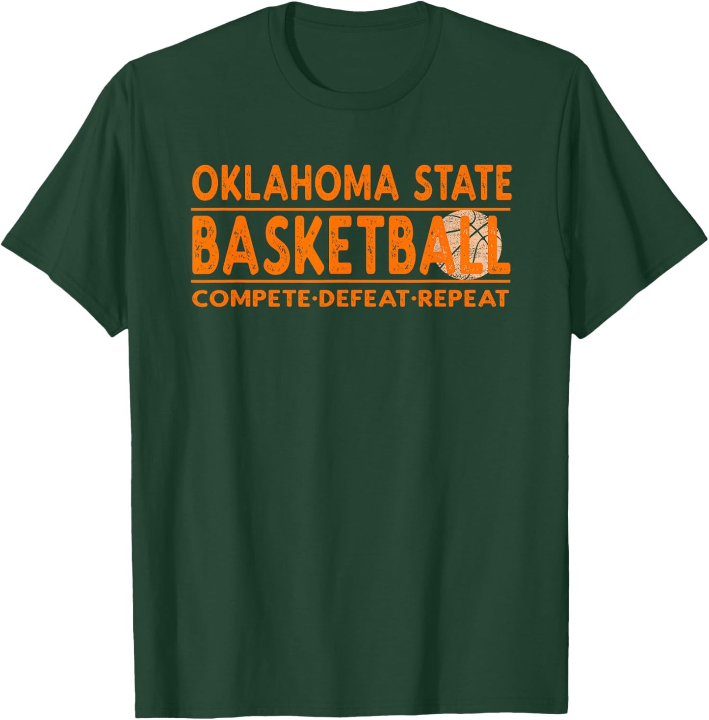 Oklahoma State Basketball - Compete Defeat Repeat T-Shirt - T-Shirt | Forest