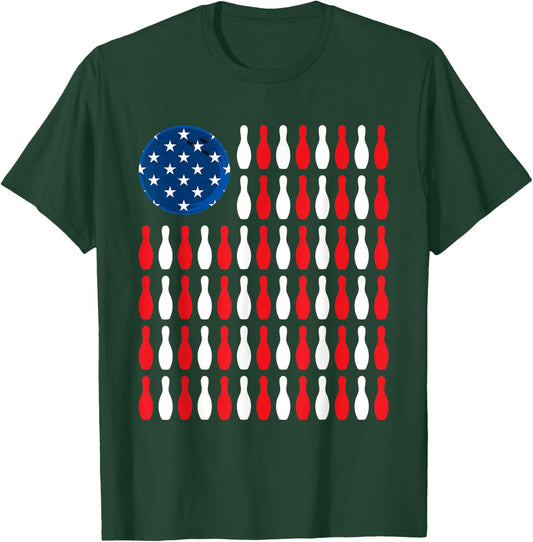 American Flag - Patriotic Bowler & Bowling Small T-Shirt - T-Shirt | Forest