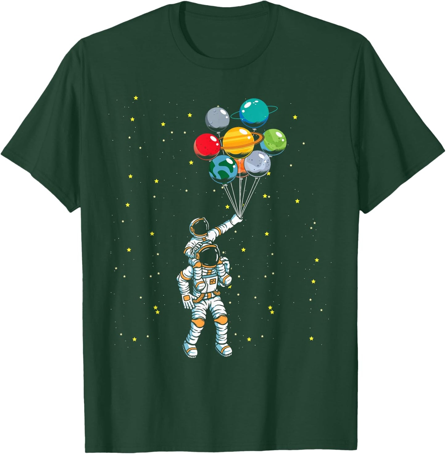 Universe Galaxy Space Planets Balloon Space Astronaut T-Shirt - T-Shirt | Forest