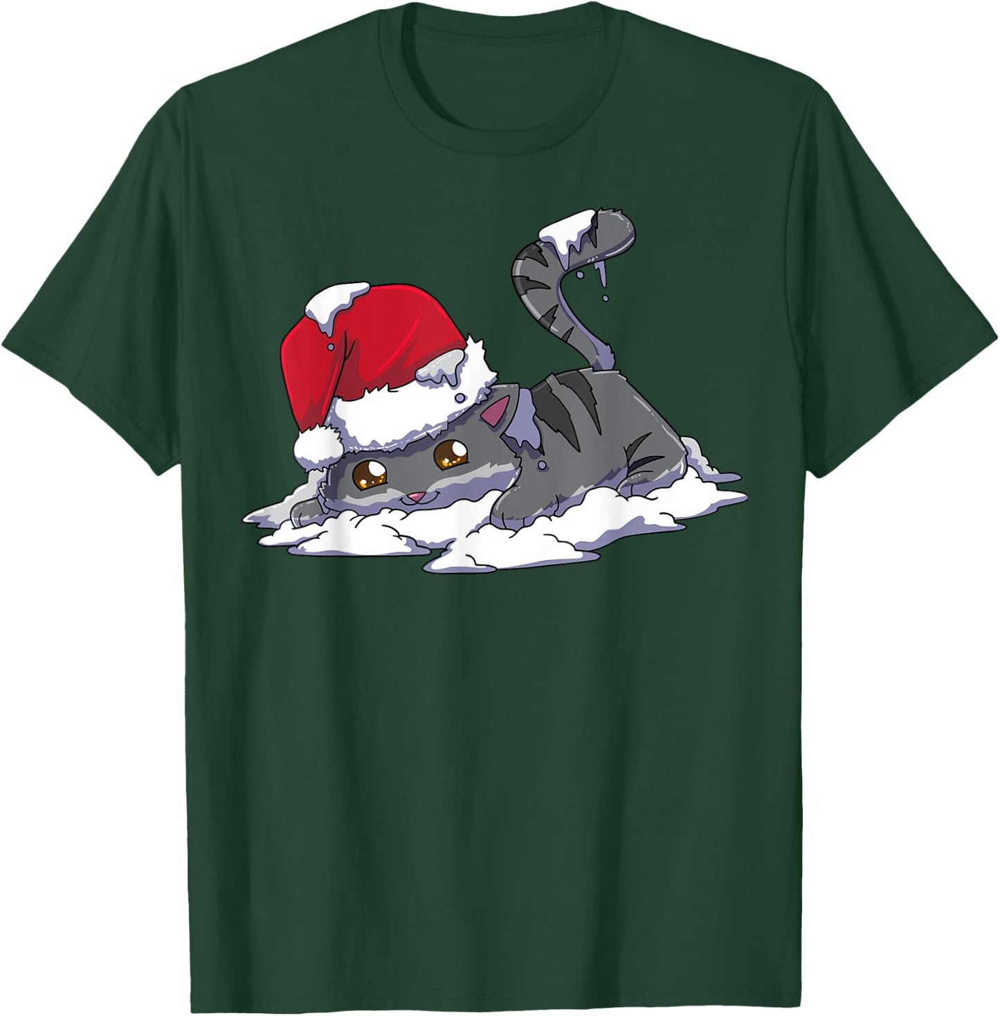 Christmas Anime Kawaii Neko Cat T-Shirt - T-Shirt | Forest
