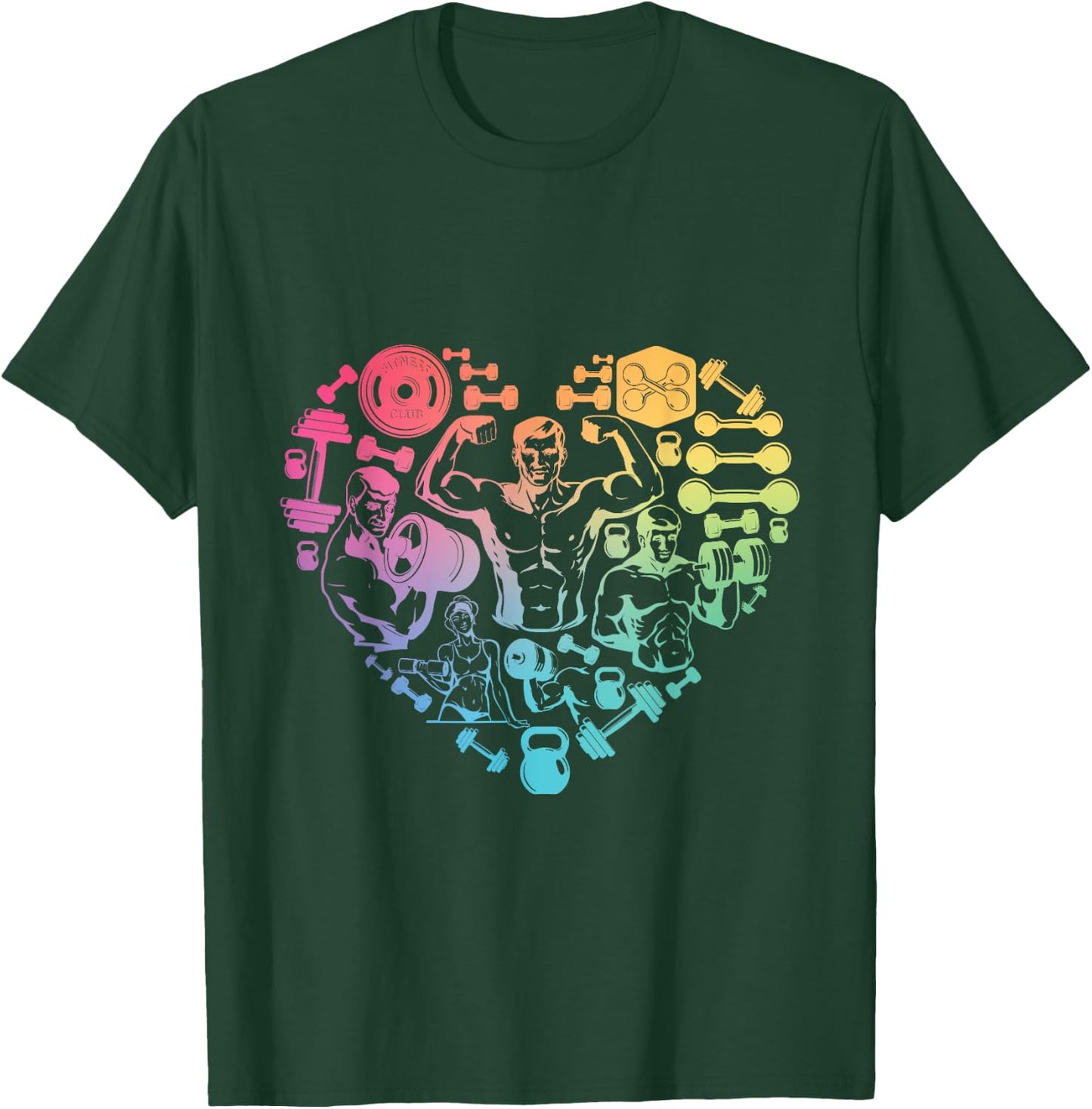 finess gym heart love Weight lifter Gym T Shirt Body Builder T-Shirt - T-Shirt | Forest