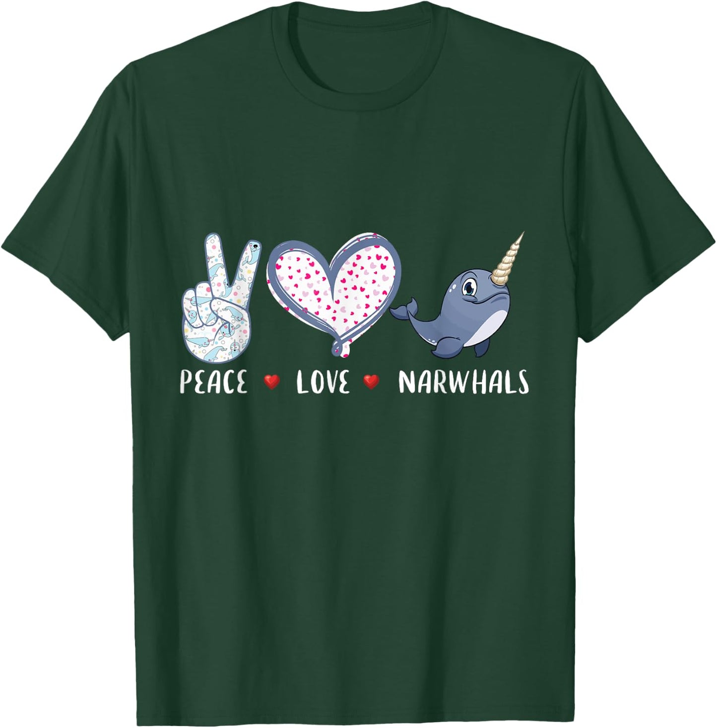 Peace love Narwhals gifts for girls boys kids women men T-Shirt - T-Shirt | Forest