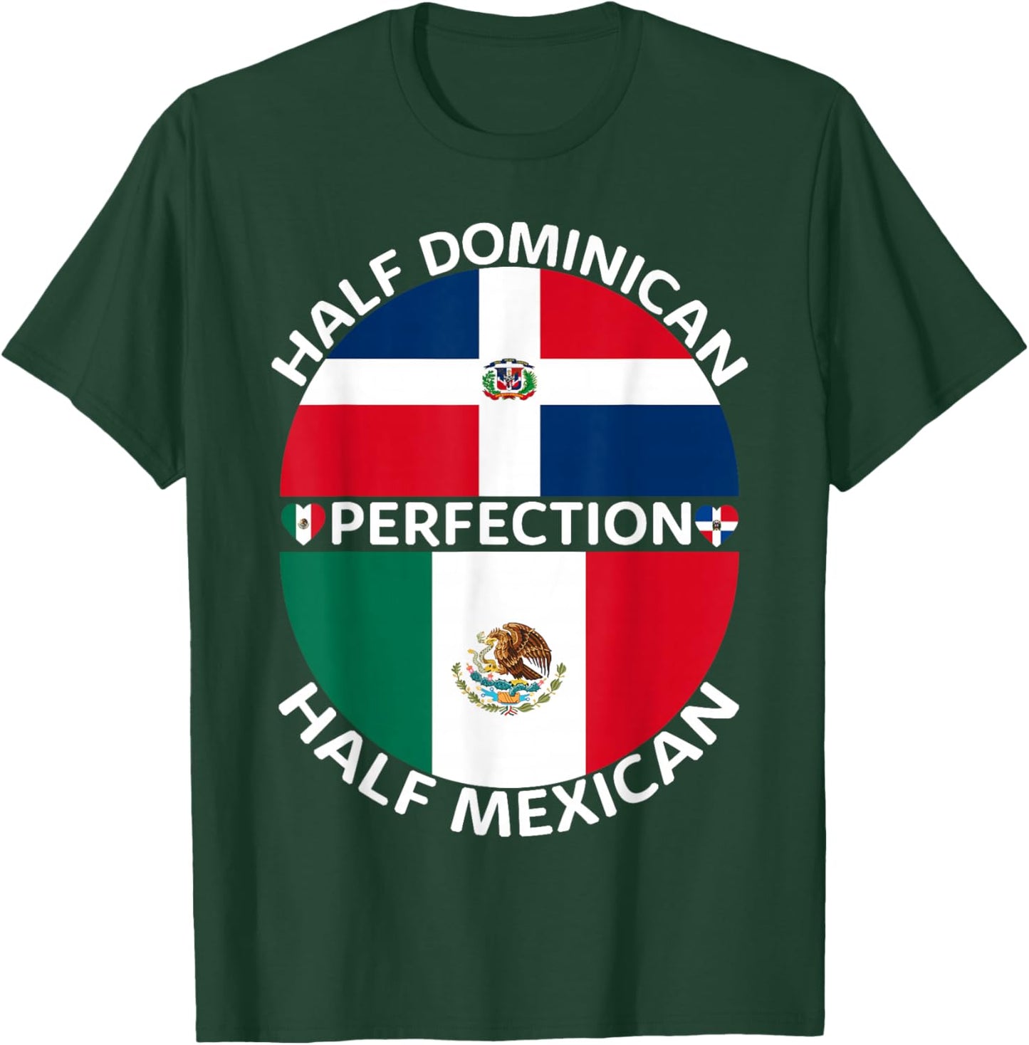 Half Mexican Half Dominican Republic Mexico Flag Roots Men T-Shirt - T-Shirt | Forest
