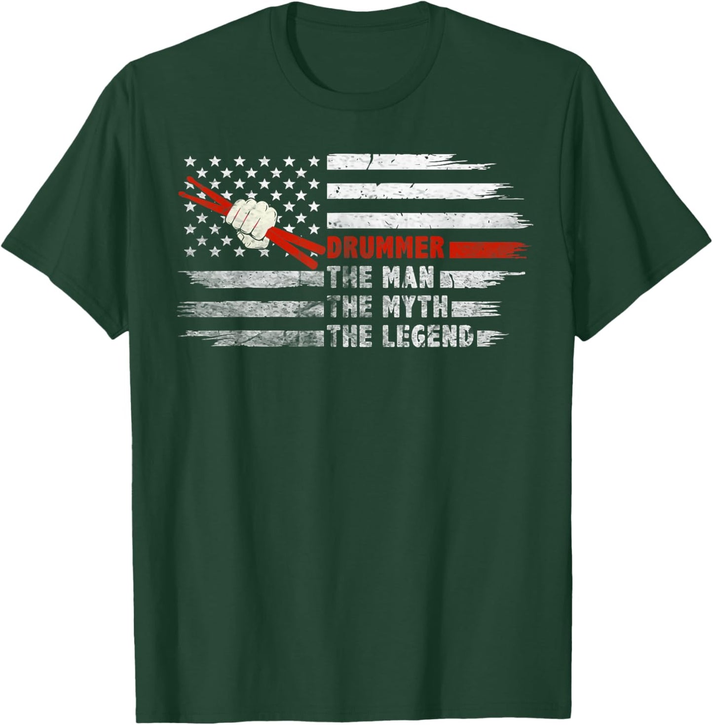 Drummer The Man Myth Legend Cool Drum Sticks American Flag T-Shirt - T-Shirt | Forest