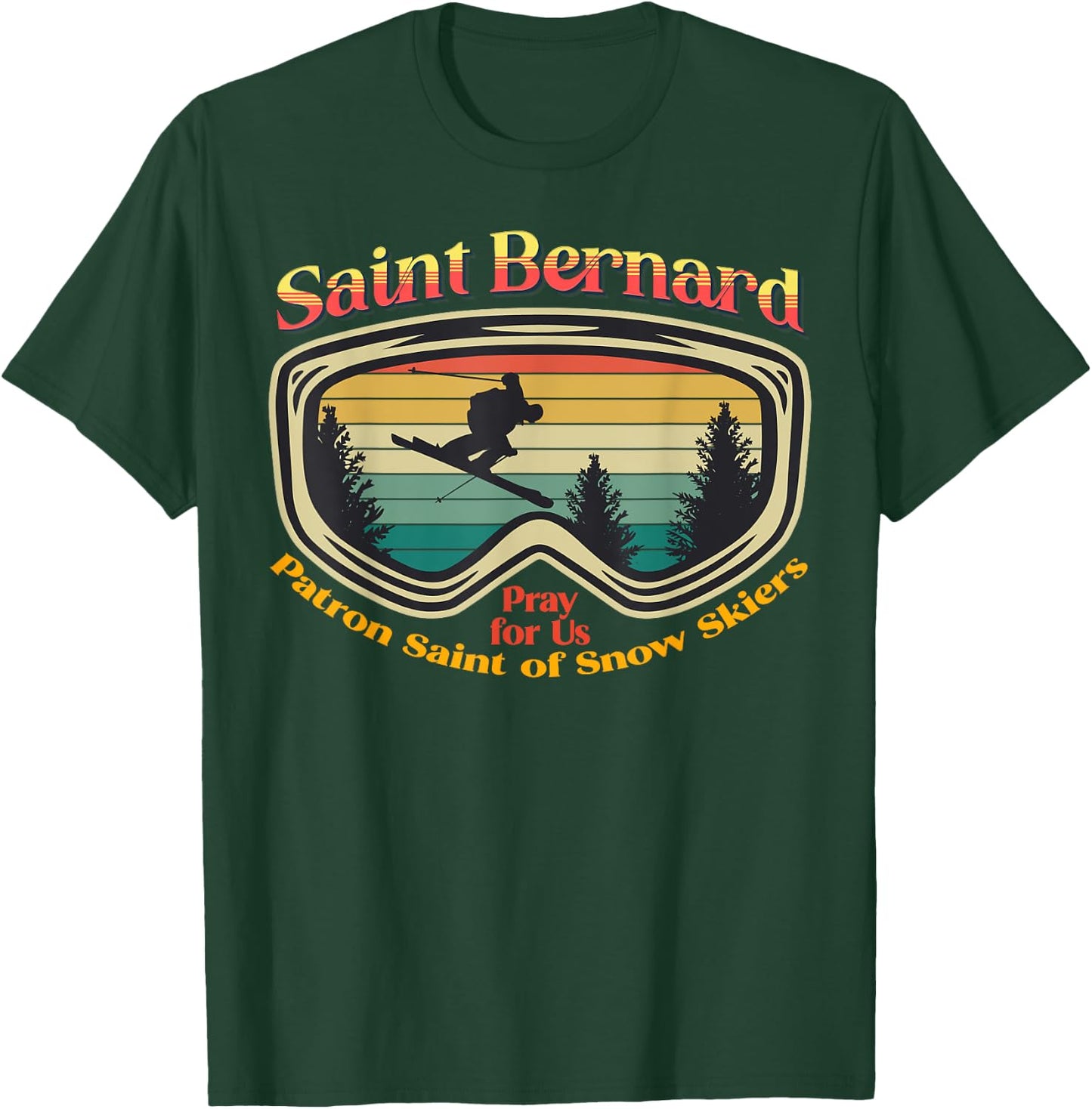 Saint Bernard of Montjoux Vintage Sunset Snow Ski T-Shirt - T-Shirt | Forest
