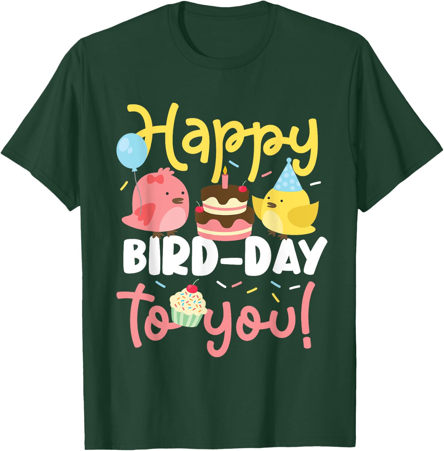 Happy bird day birds for a children's birthday party T-Shirt - T-Shirt | Forest