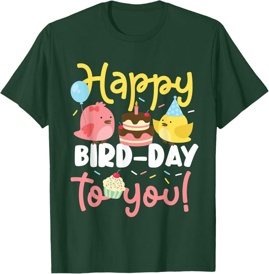 Happy bird day birds for a children's birthday party T-Shirt - T-Shirt | Forest