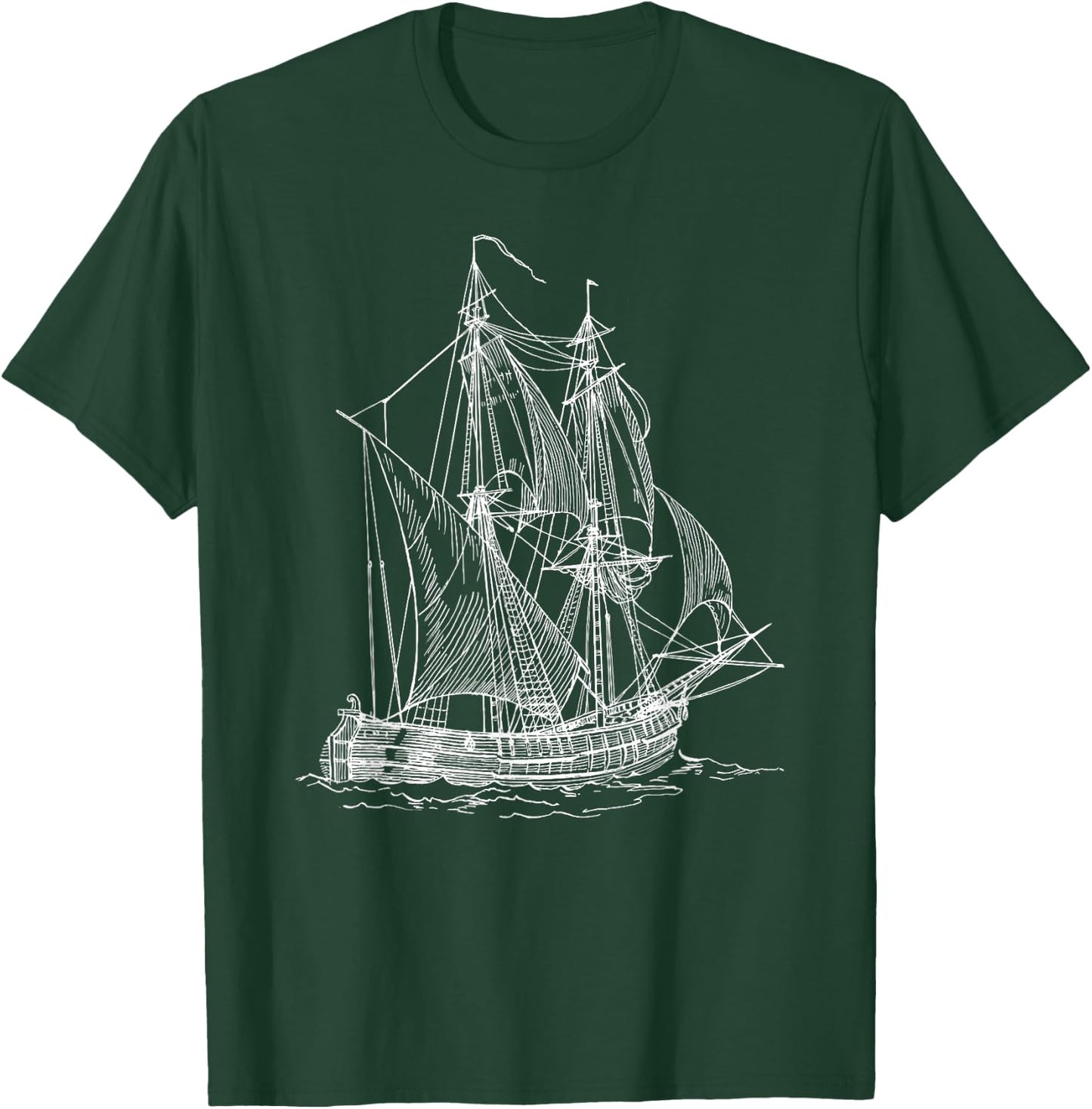 Vintage Sailboat Ship Nautical Yacht Gift travel lovers T-Shirt - T-Shirt | Forest
