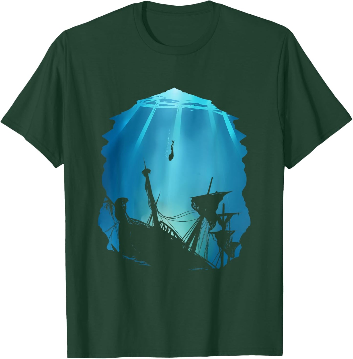 Wreck Diving for Diver Scuba Diving Underwater Shipwreck T-Shirt - T-Shirt | Forest