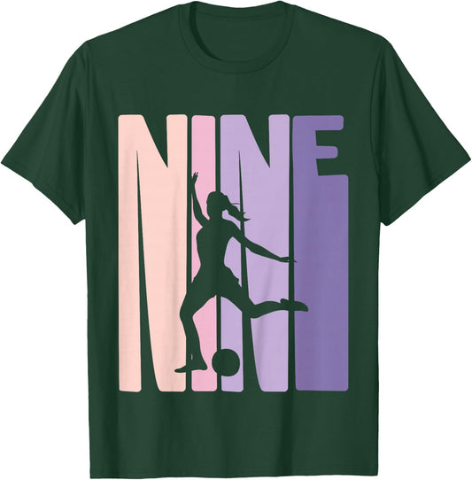 9 Years Soccer Girls Gift 9th Birthday Football Player T-Shirt - T-Shirt | Forest