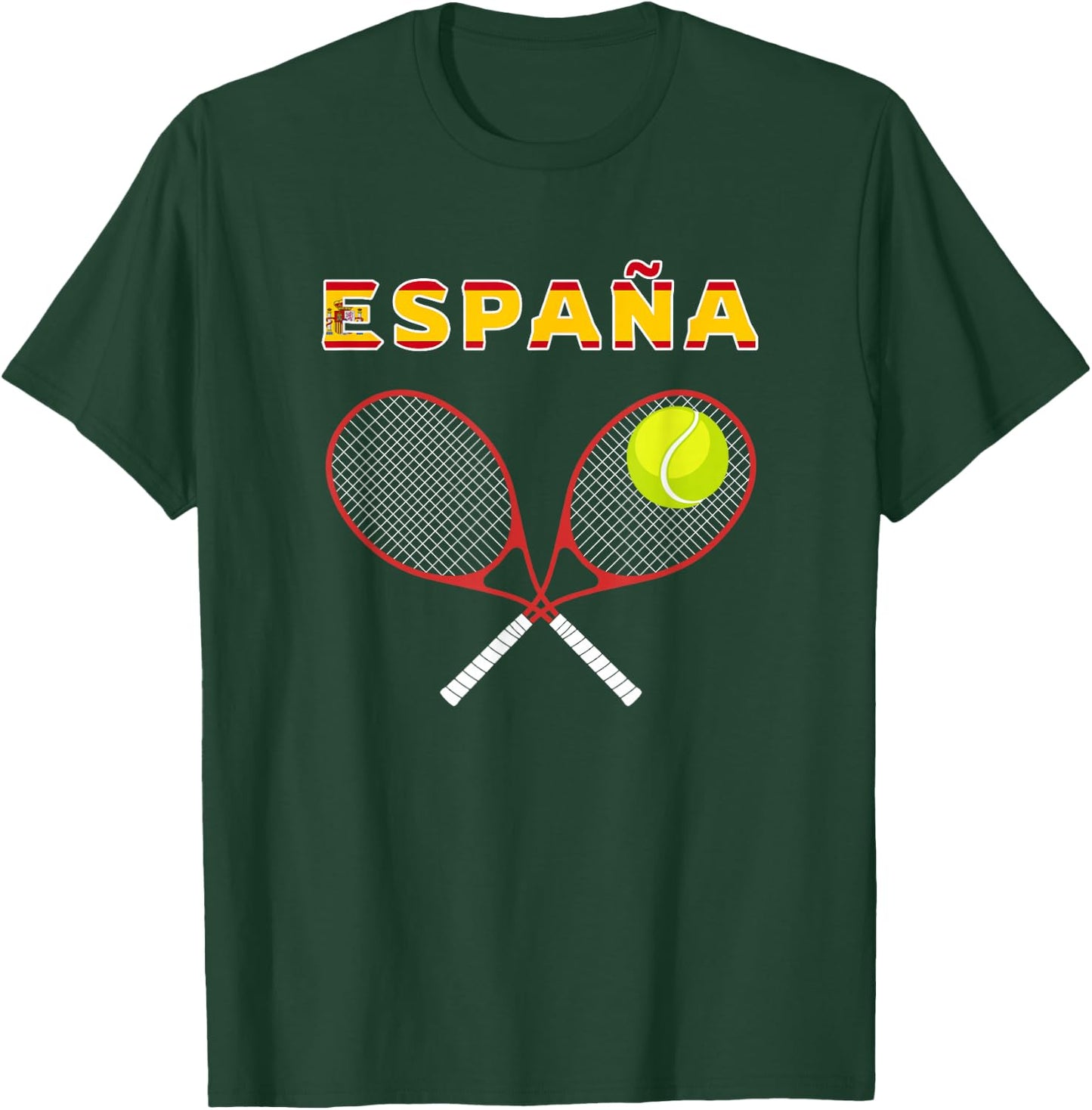 Spain Tennis Ball, Racket / Country Flag España Player, Fans T-Shirt - T-Shirt | Forest