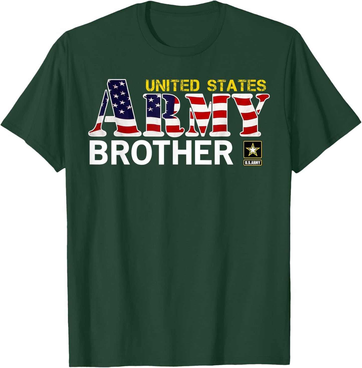 United States Army Brother With American Flag Gift Veteran Women Kids Men T-Shirt - T-Shirt | Forest
