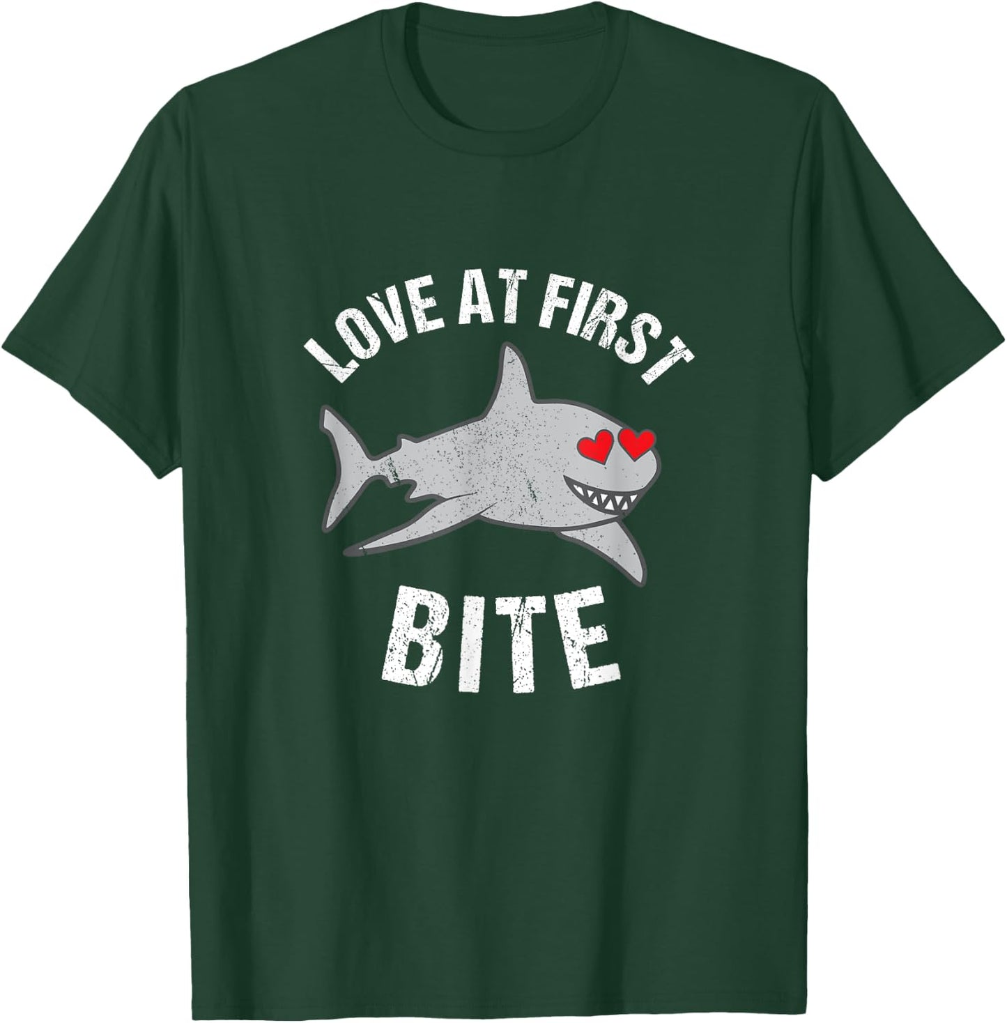 Shark Valentines Boys Funny Love At First Bite Girls T-Shirt - T-Shirt | Forest