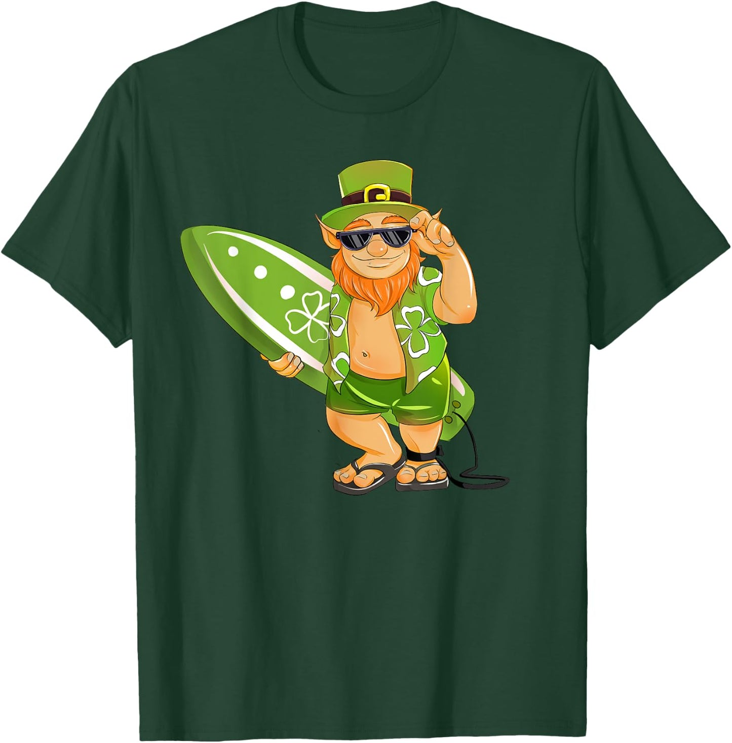 Surfing Leprechaun Hawaiian Surfing St Patricks Day Hawaii T-Shirt - T-Shirt | Forest
