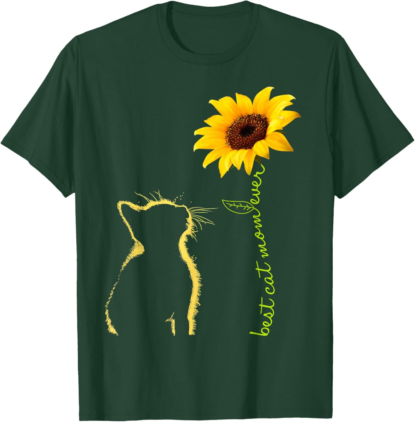 Best Cat Mom Ever Sunflower Mother's Day for Cat Lover T-Shirt - T-Shirt | Forest