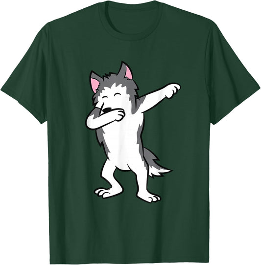 Cute Dabbing Husky Dog Love Huskies Kids Husky T-Shirt - T-Shirt | Forest