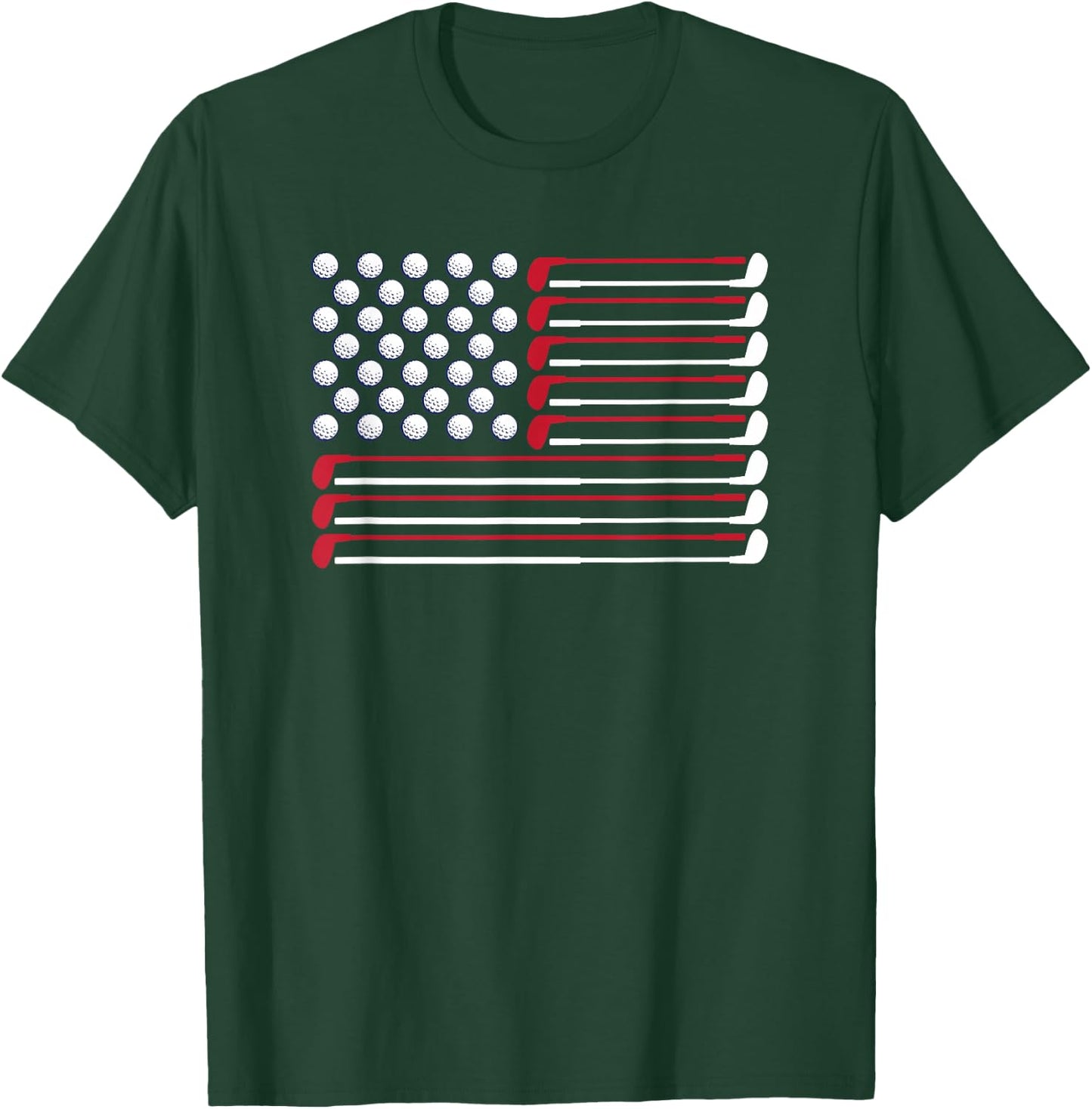 Golf American Flag Golf Player Lover Golfing Golfer T-Shirt - T-Shirt | Forest