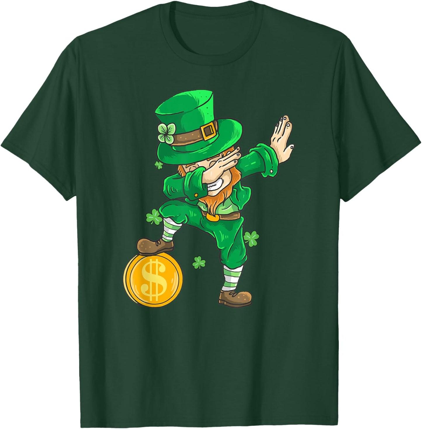 St Patricks Day Dabbing Leprechaun Kids Dab T-Shirt - T-Shirt | Forest