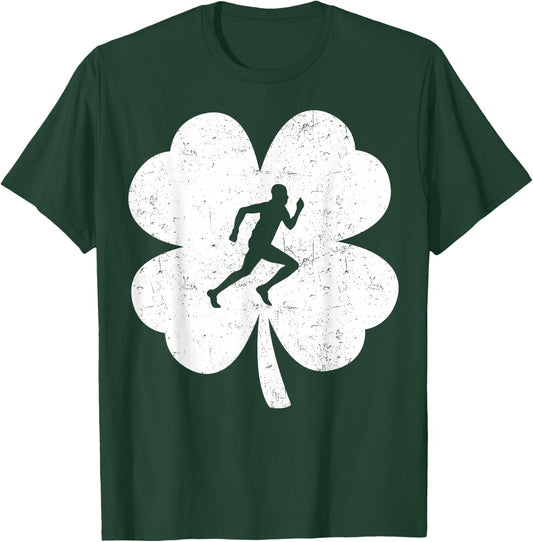 St Patrick's Day Running Irish Shamrock Track & Field Runner T-Shirt - T-Shirt | Forest