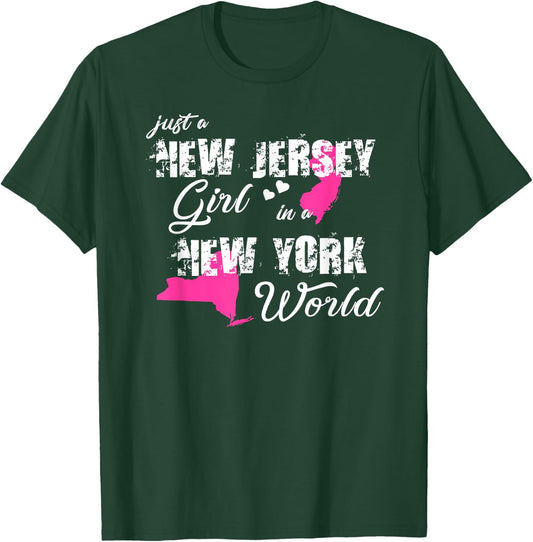 Funny New Jersey Shirts Just a New Jersey girl in a New York T-Shirt - T-Shirt | Forest