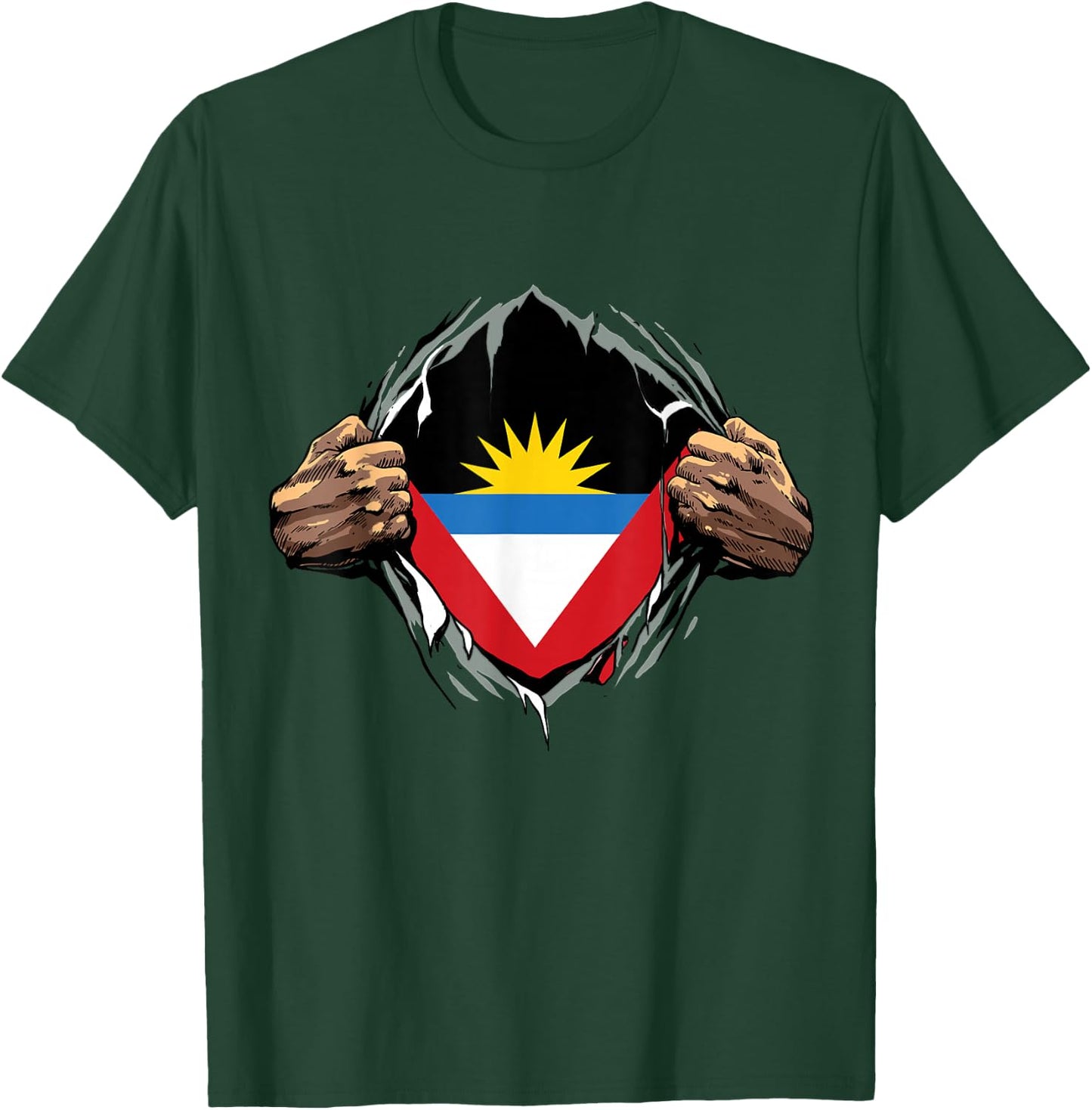Antigua and Barbuda Shirt Super Antigua Flag Antiguan Roots T-Shirt - T-Shirt | Forest