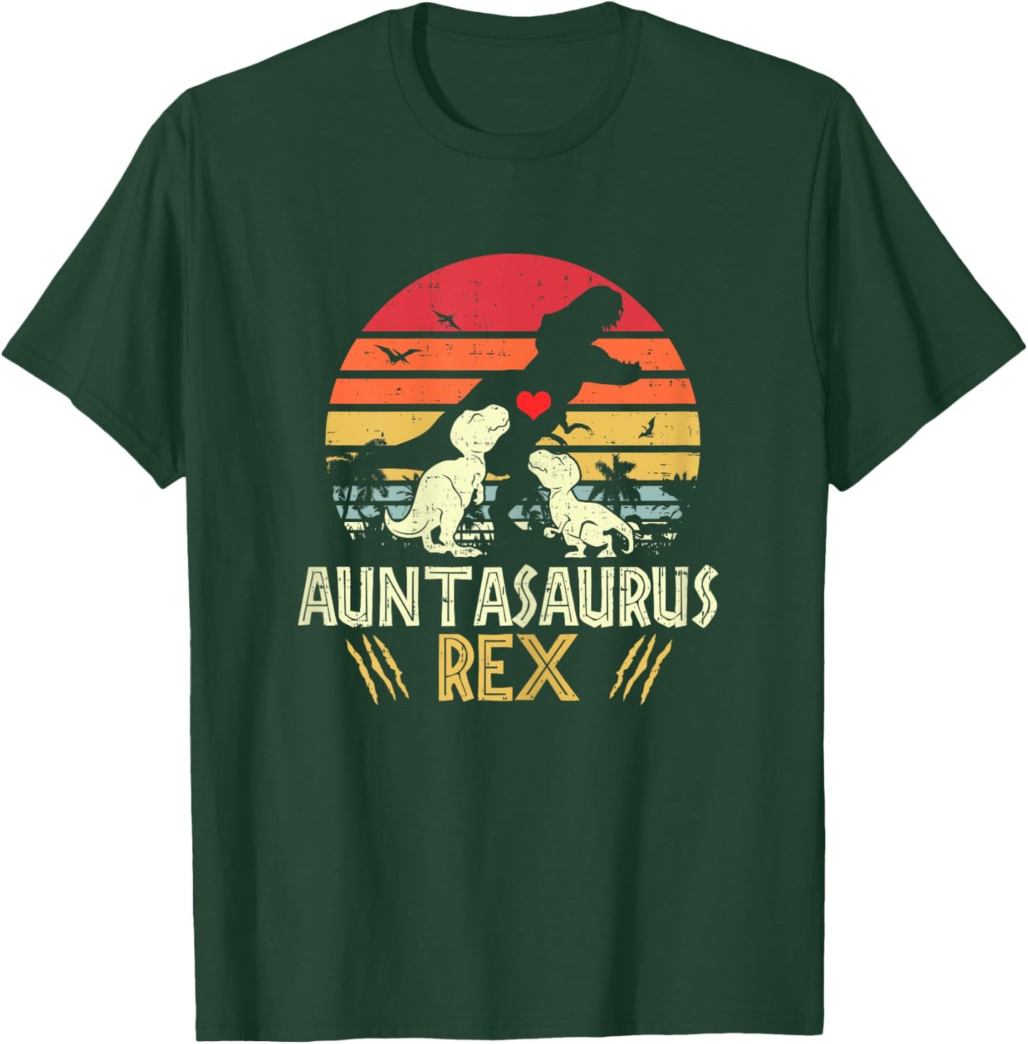 Auntasaurus Rex Vintage Dinosaur Auntiesaurus T-Shirt - T-Shirt | Forest