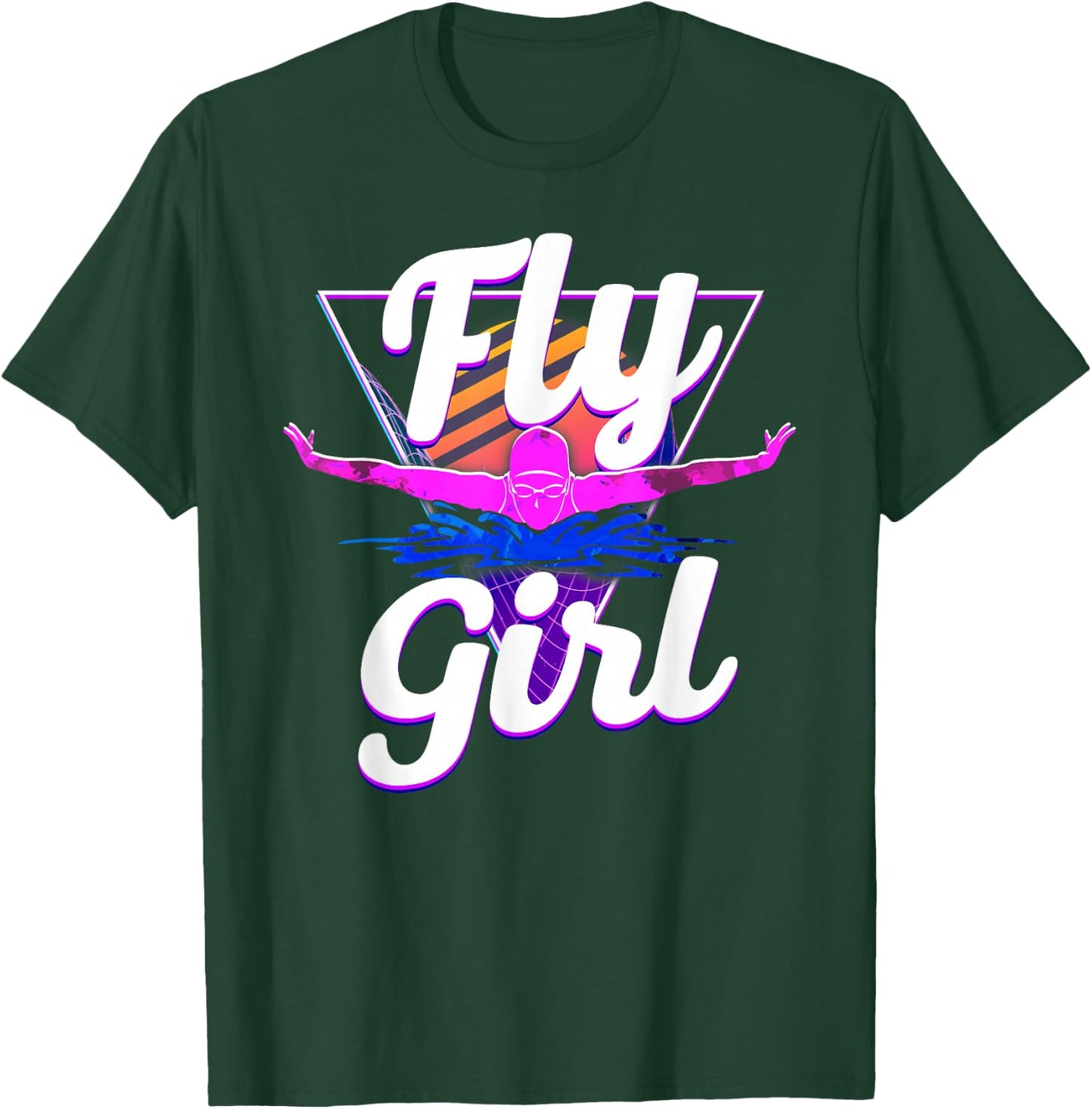Swimmer Swim Fly Girl Butterfly Swimming 80'S Vaporwave T-Shirt - T-Shirt | Forest