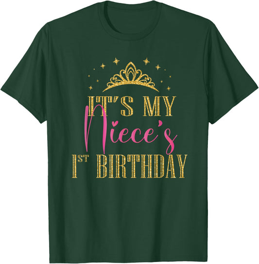 It's My Niece's 1st Birthday Girls Party Family Matching T-Shirt - T-Shirt | Forest