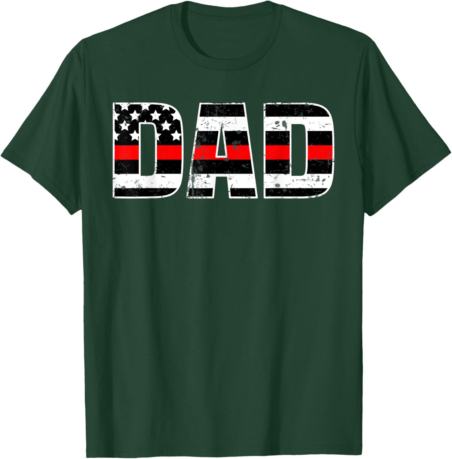 Firefighter Dad Shirt Thin Line In Red Daddy Father Shirt T-Shirt - T-Shirt | Forest
