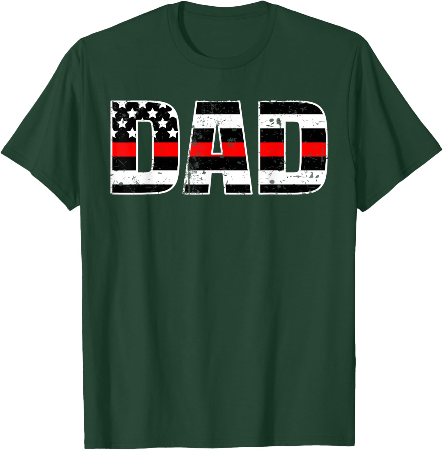 Firefighter Dad Shirt Thin Line In Red Daddy Father Shirt T-Shirt - T-Shirt | Forest