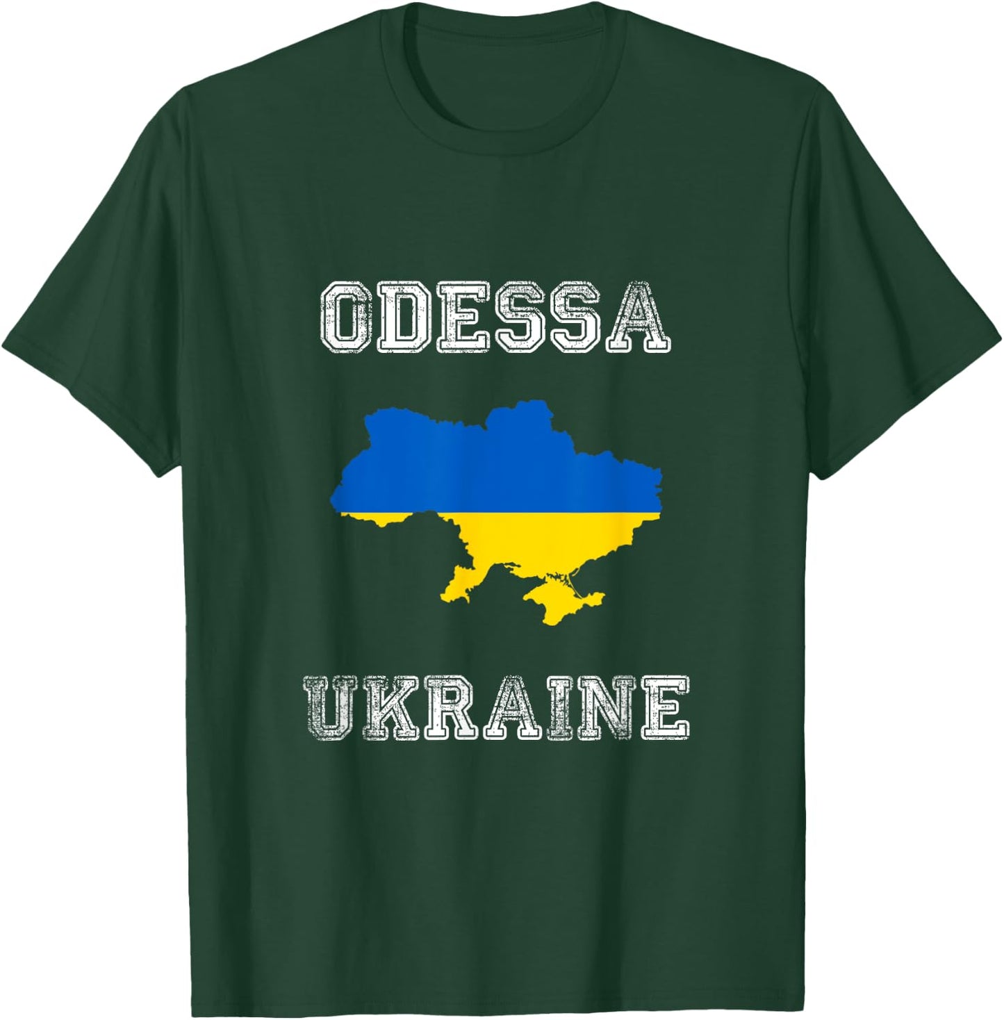 Retro Odessa Ukraine Distressed Ukraine Flag T-Shirt - T-Shirt | Forest