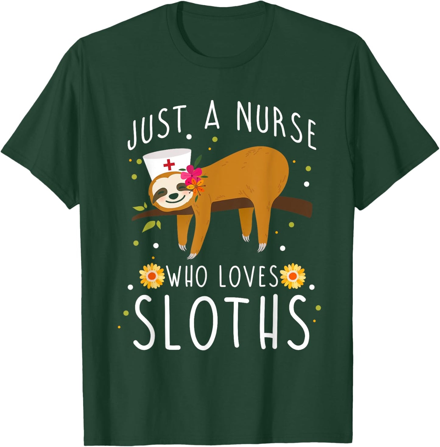 Cute Animal Sloth Lover Women Girls Medical Nurse T-Shirt - T-Shirt | Forest