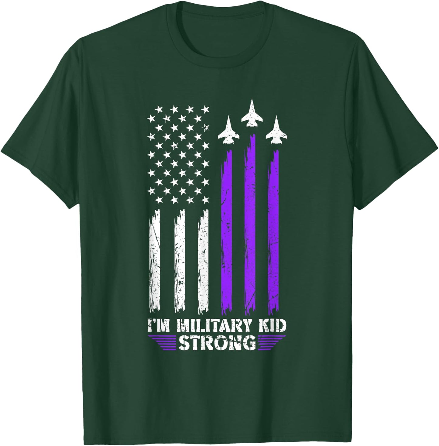 Military Kid Strong Military Child Army US Flag Air Force T-Shirt - T-Shirt | Forest
