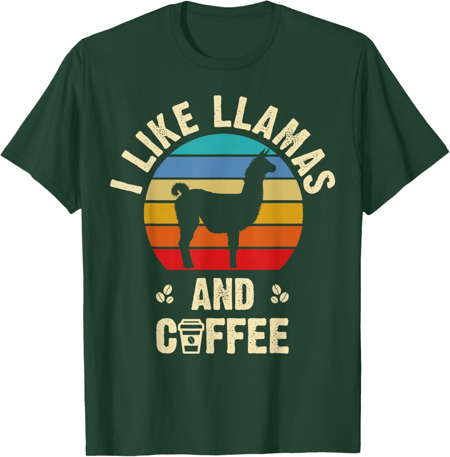 I like Llamas & Coffee Funny vintage llama theme lover T-Shirt - T-Shirt | Forest