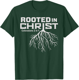 Men's Rooted in Christ Colossians 2:7 T-Shirt - T-Shirt | Forest
