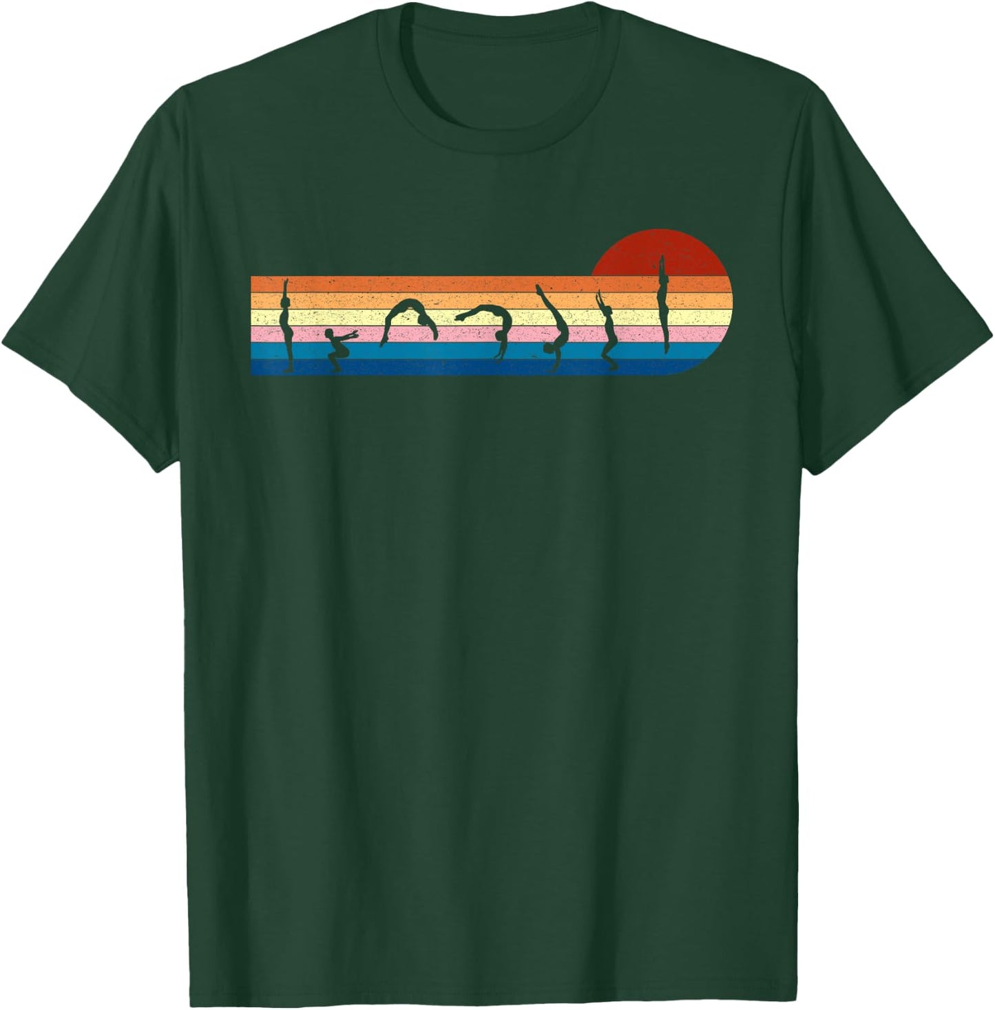 Gymnastics Vintage Retro Sunset Silhouette, Cool Gymnast T-Shirt - T-Shirt | Forest
